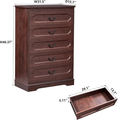 Farmhouse Style Cherry Wood Chest of Drawers