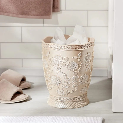 Stylish Small Trash Can with Rose Vine Design