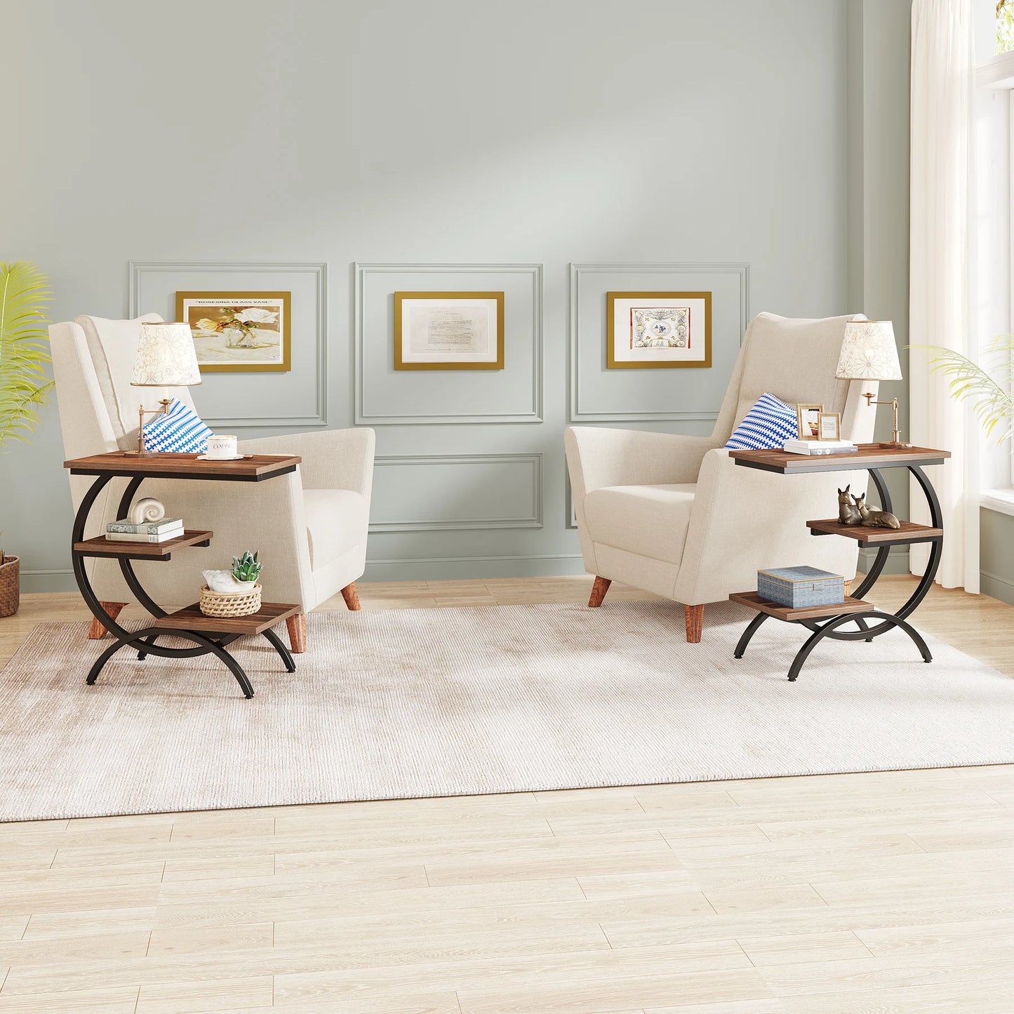 Rustic C-Shaped Side Table