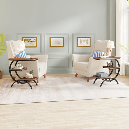 Rustic C-Shaped Side Table
