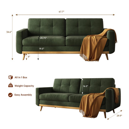 Mid-Century Modern Loveseat with Wooden Legs