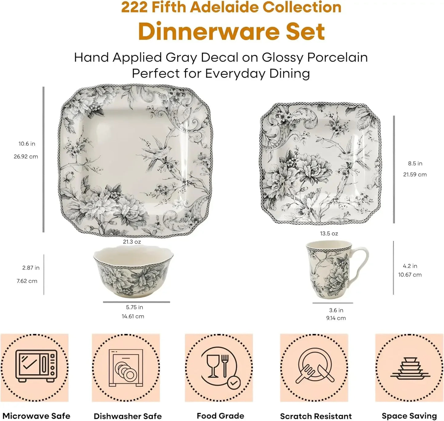Adelaide Porcelain Floral Dinnerware Service