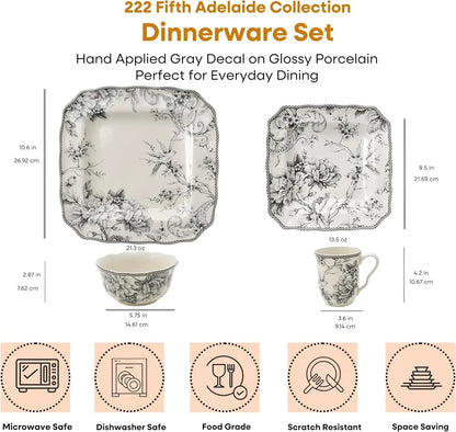 Adelaide Porcelain Floral Dinnerware Service