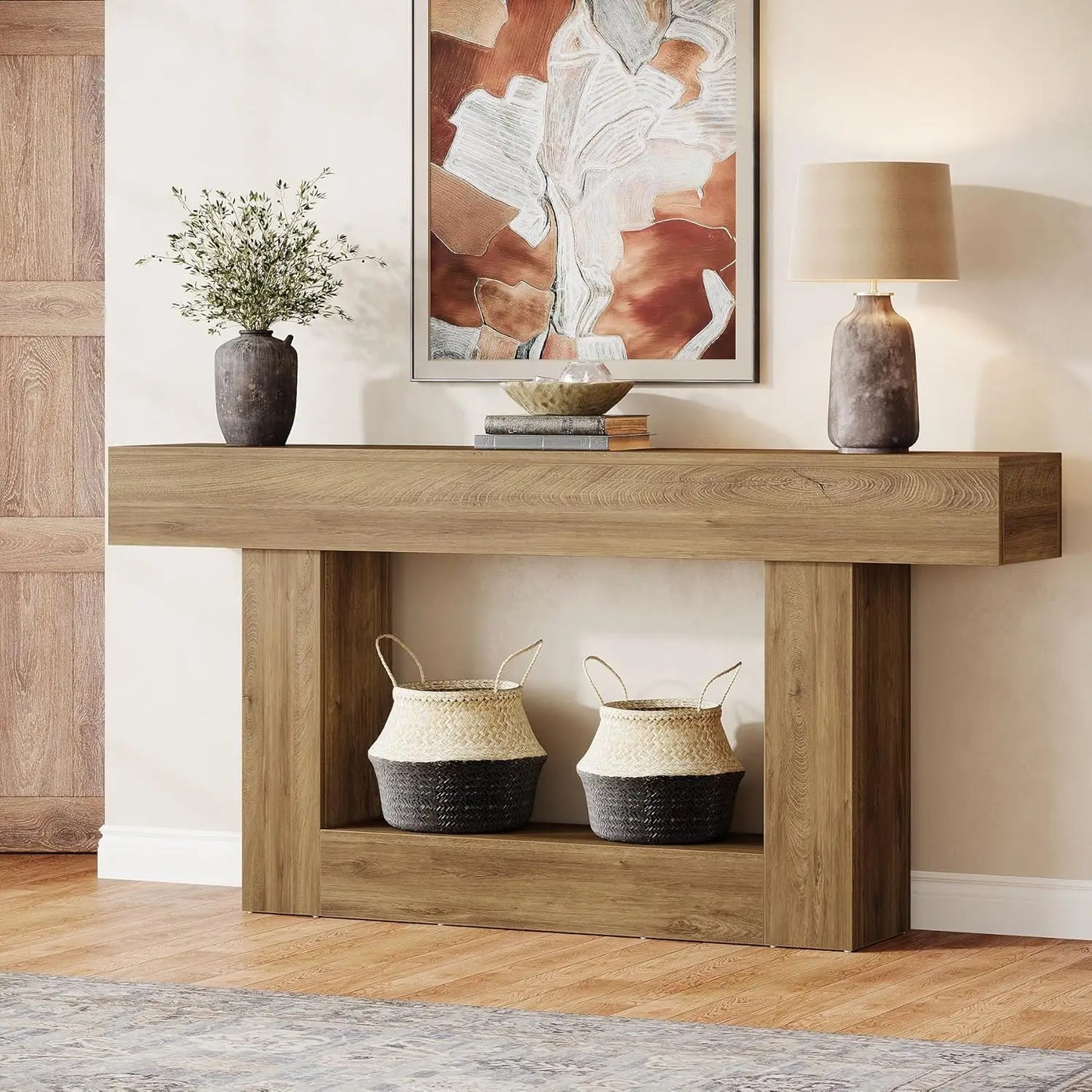 Farmhouse Style Wooden Console Table