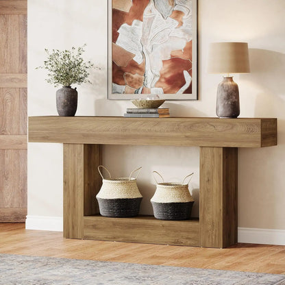 Farmhouse Style Wooden Console Table
