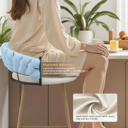 Modern Counter Height Bar Stools with Velvet Woven Backrest