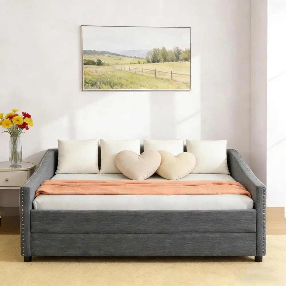 Modern Style Full-Size Upholstered Daybed with Trundle