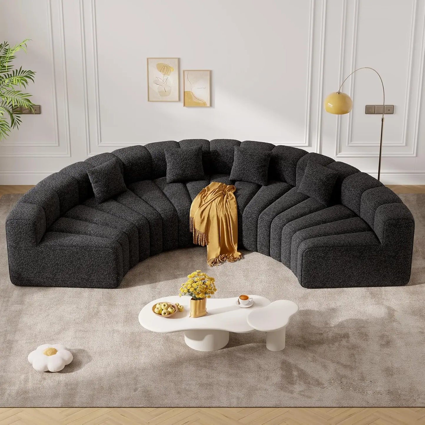Modern Curved Velvet Cloud Sofa