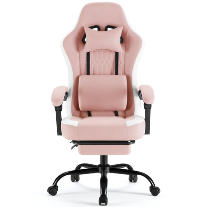 Ergonomic Gaming Chair with Pocket Spring Cushion, Footrest & Lumbar Support