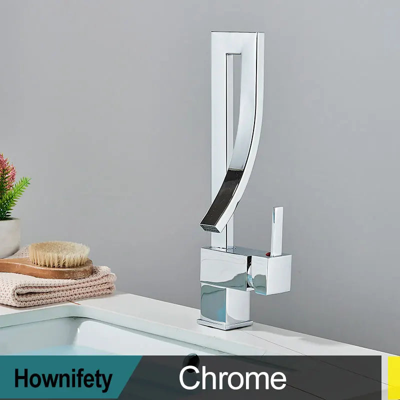 Modern Brass Waterfall Bathroom Faucet