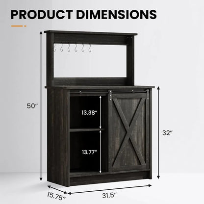 Farmhouse Coffee Bar Cabinet with Hutch