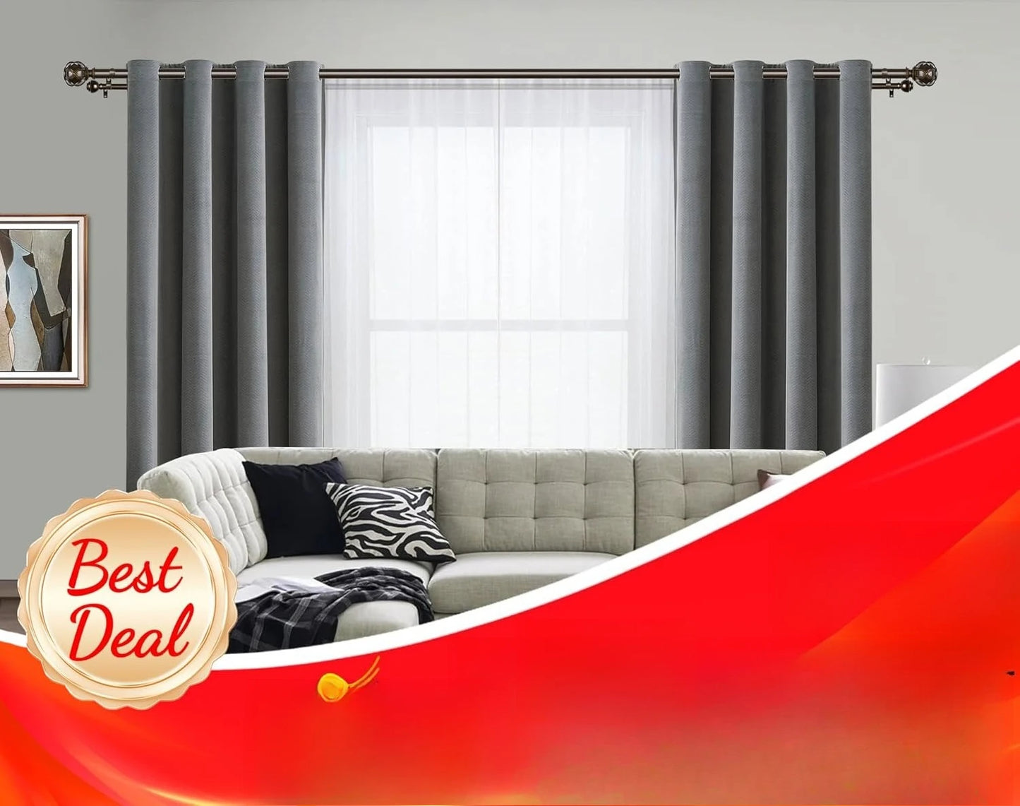 Heavy-Duty Double Curtain Rod 72–144 Inch | Antique Bronze Telescoping Drapery Rod