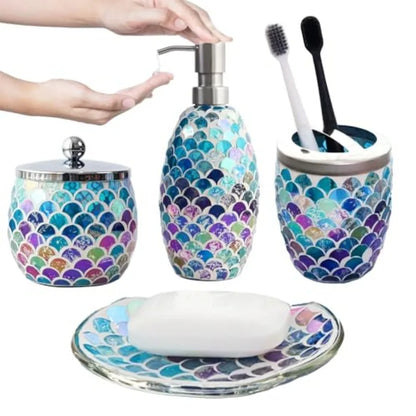 Glass Bathroom Accessory Set