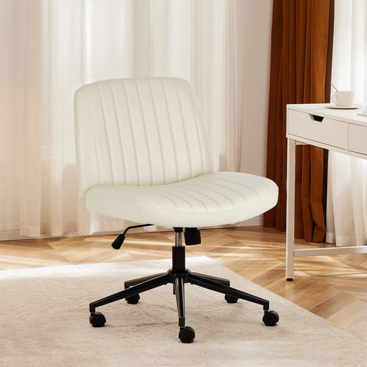 Armless Cross-Leg Office Chair with Wheels