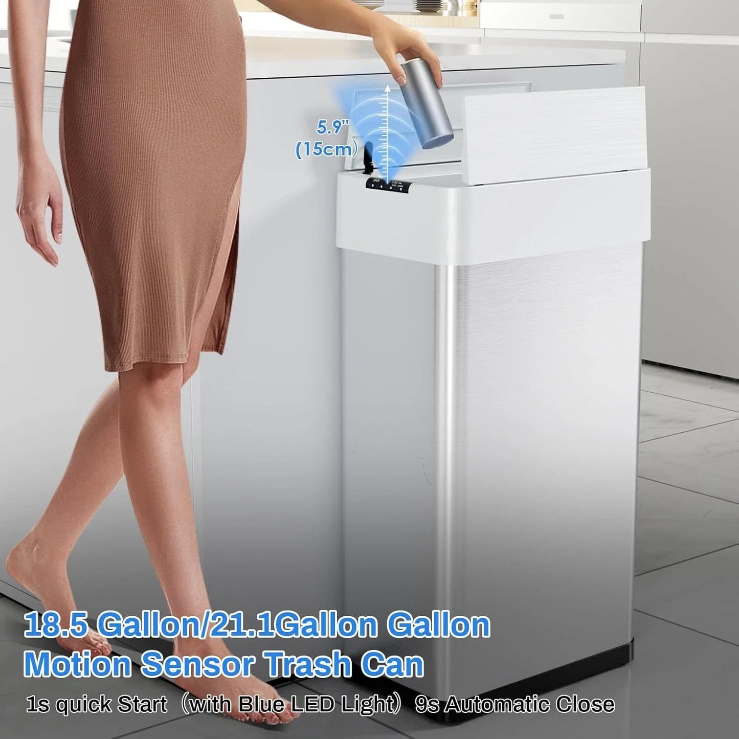 Touchless Stainless Steel Kitchen Bin