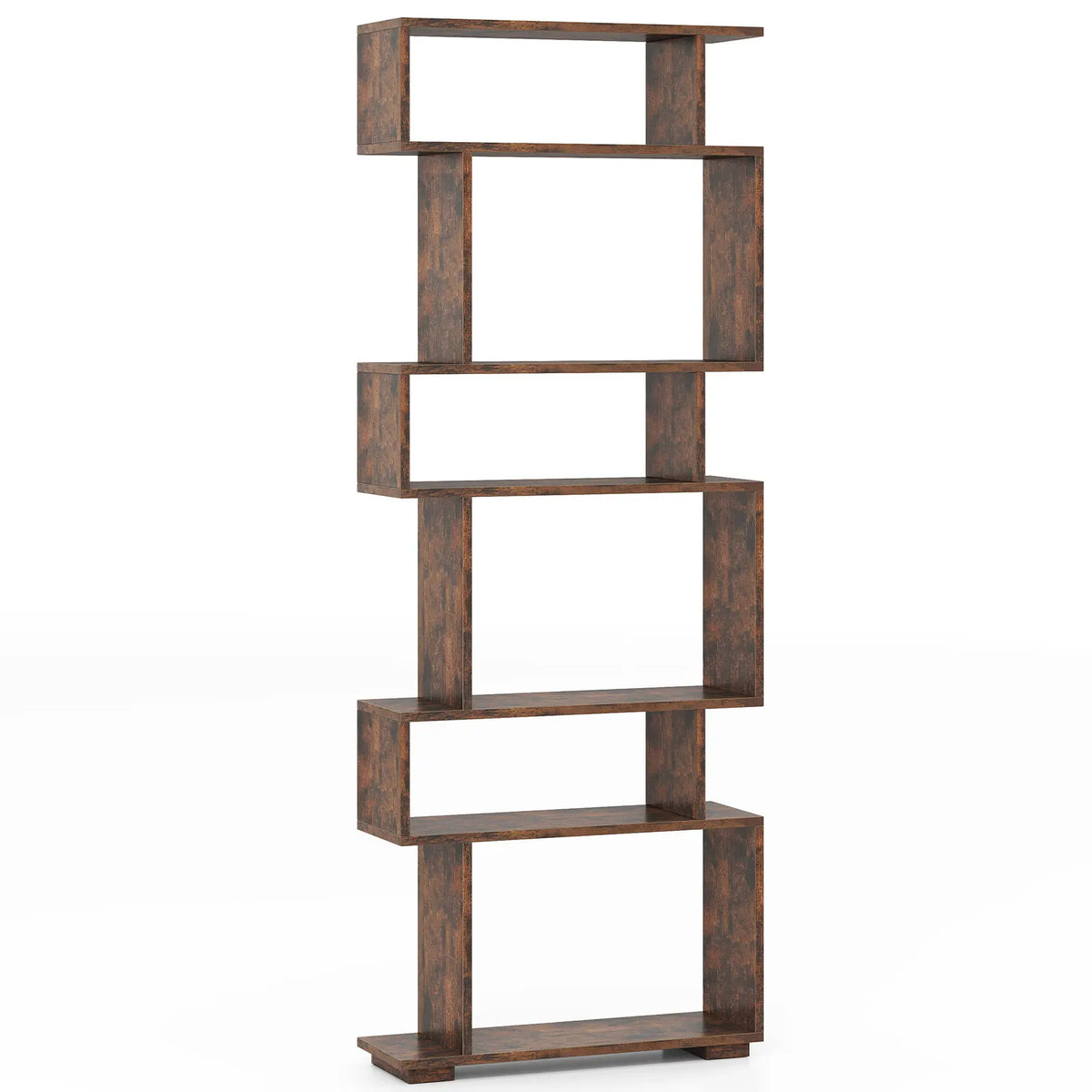 6-Tier S-Shaped Bookshelf | Modern Geometric Room Divider