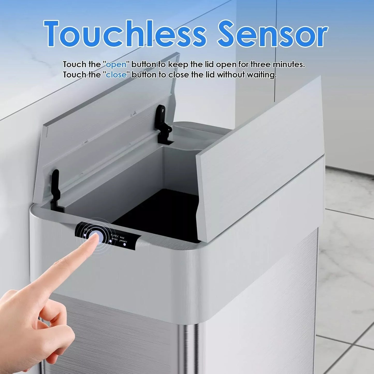 Touchless Stainless Steel Kitchen Bin