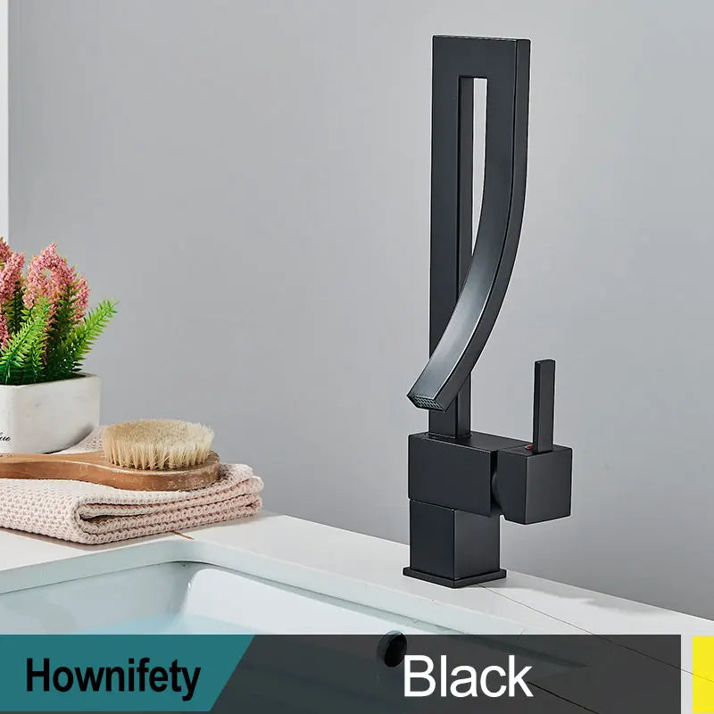 Modern Brass Waterfall Bathroom Faucet