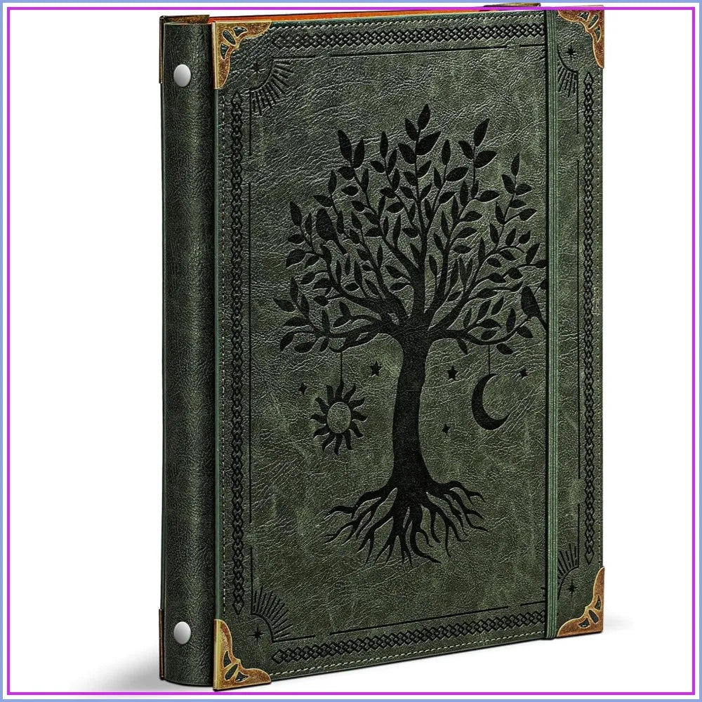 Vintage 3-Ring Leather Binder | Green Tree Design Document Organizer