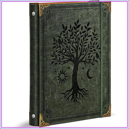 Vintage 3-Ring Leather Binder | Green Tree Design Document Organizer