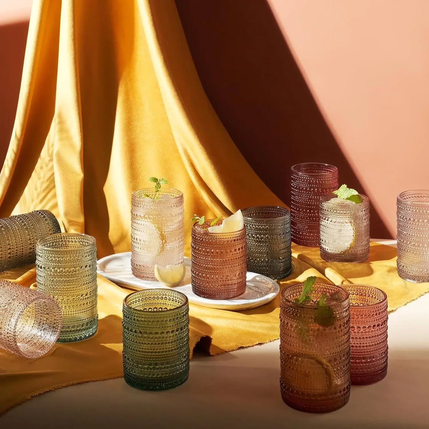 Vintage Beaded Highball Drinking Glasses