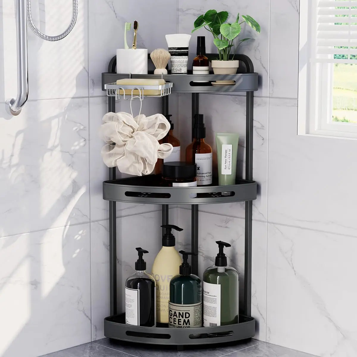3-Tier Corner Shower Organizer with Soap Dish | Rust-Resistant Bathroom Shelf