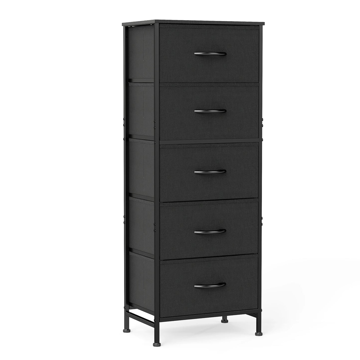 Lightweight Wardrobe with Fabric Drawers, Steel Frame and Solid Wood Top
