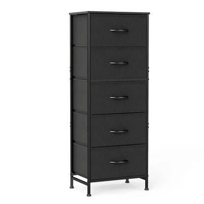 Lightweight Wardrobe with Fabric Drawers, Steel Frame and Solid Wood Top