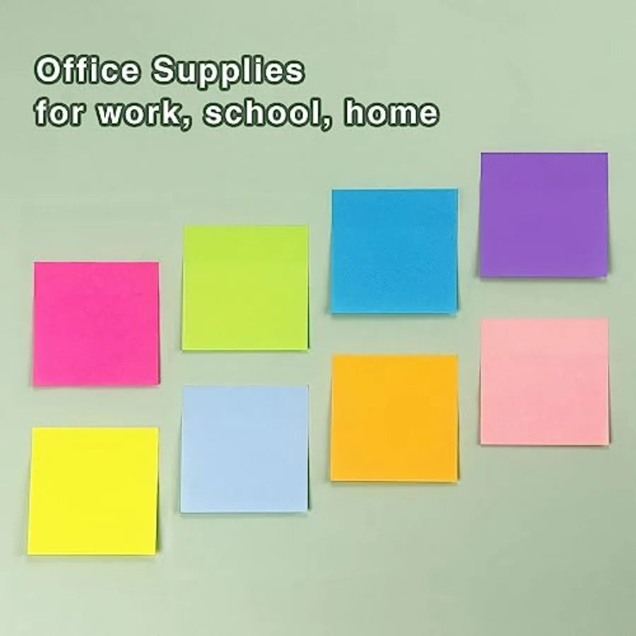 8-Pack Colorful Sticky Notes 3" x 3" | Self-Stick Memo Pads, 680 Sheets