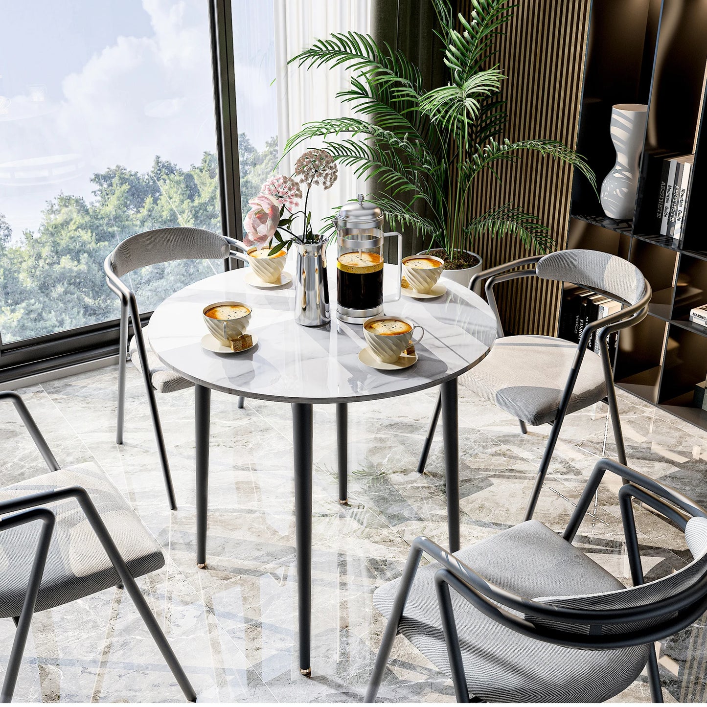 Round Sintered Stone Dining Room Table