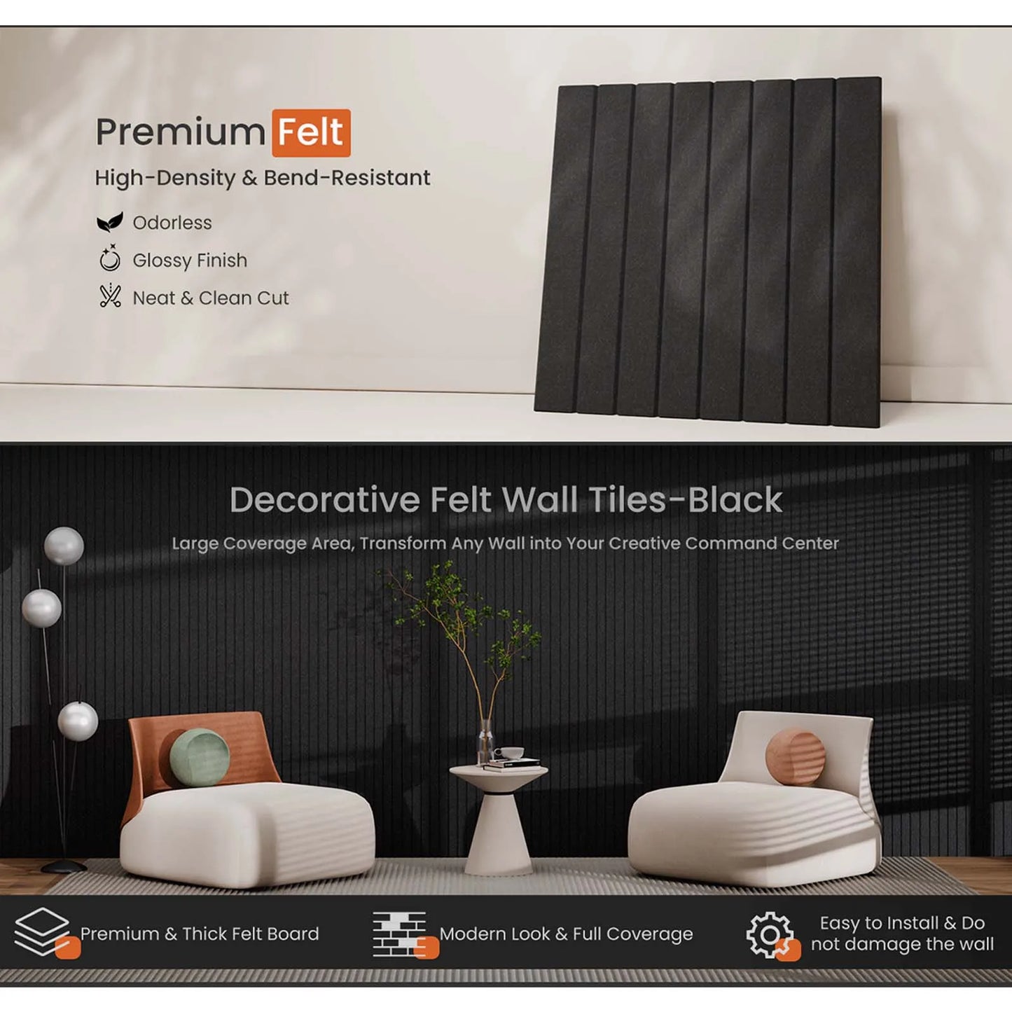 DIY Felt Wall Tiles Bulletin Board | High-Density Decorative Pin Board Panels