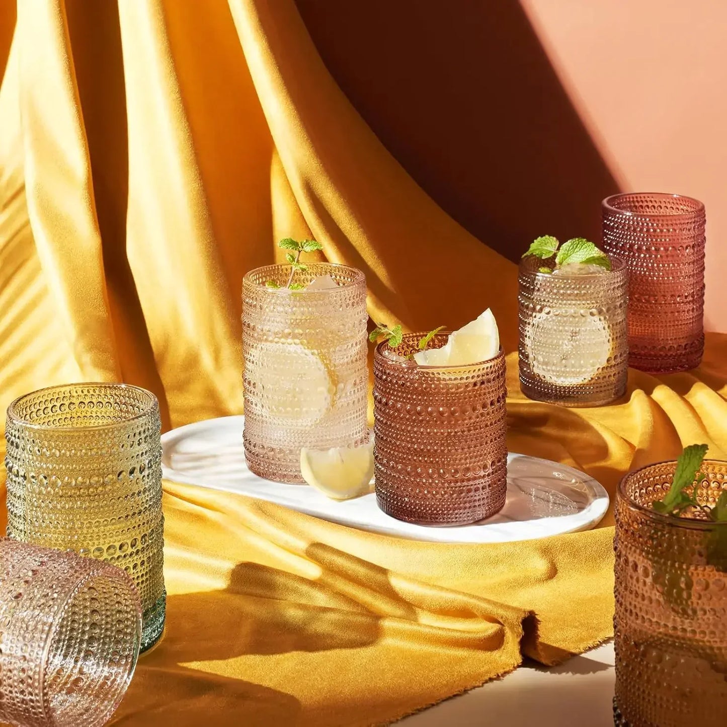 Vintage Beaded Highball Drinking Glasses