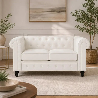 Modern Faux Leather Office Loveseat
