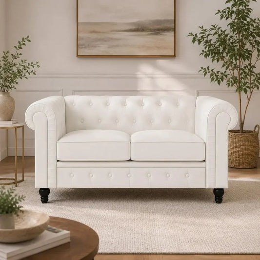 Modern Faux Leather Office Loveseat