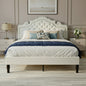 Velvet Upholstered Platform Bed with Adjustable Headboard