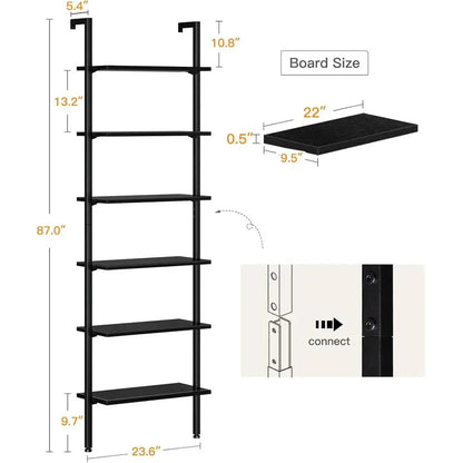Stylish 6-Tier Metal Frame Ladder Shelf