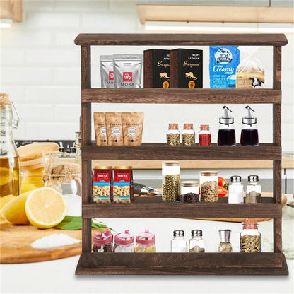 Rustic Torched Wood Wall Mounted Spice Rack