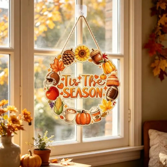 Fall Door Decor Wooden Sign | Tis the Season Thanksgiving Hanger