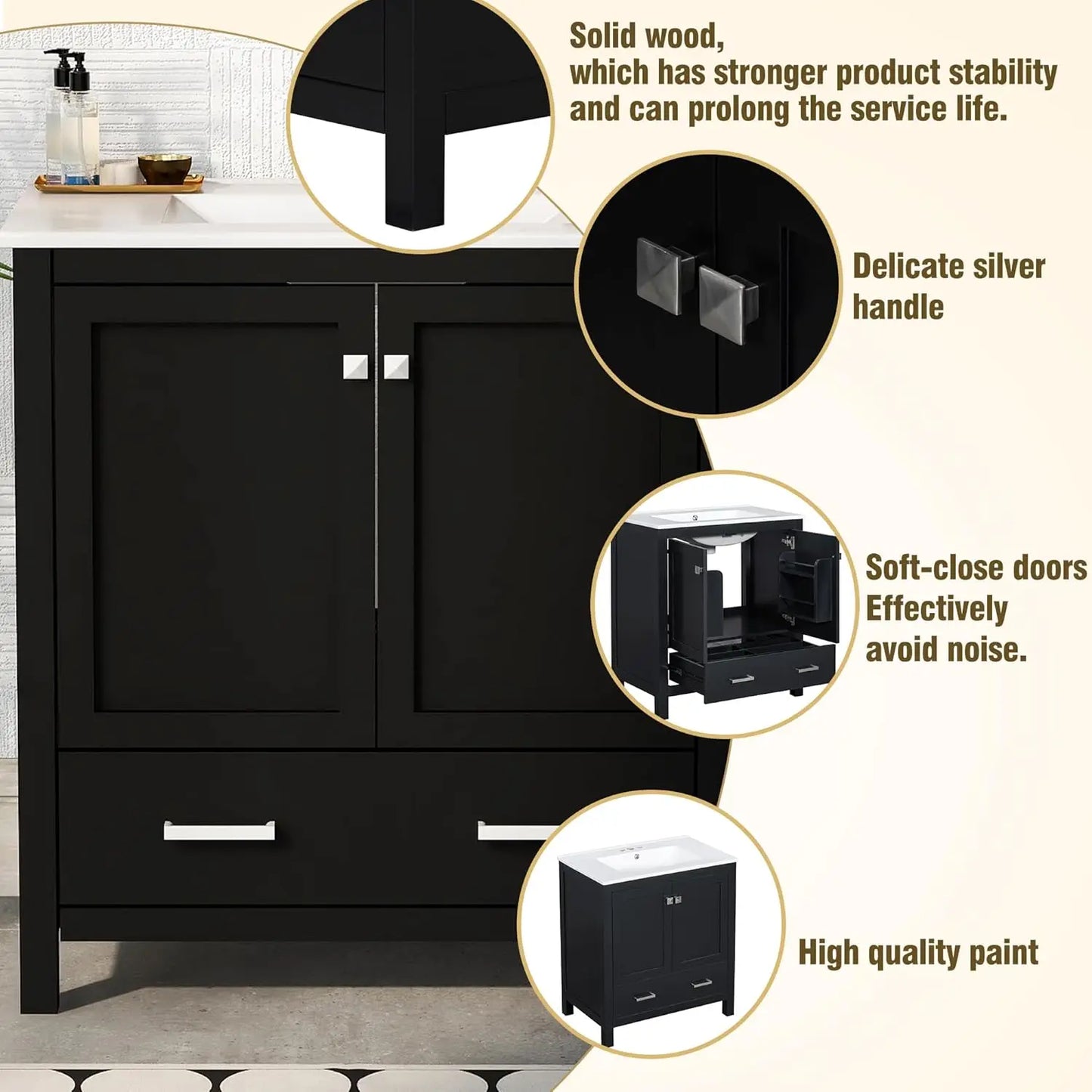 Solid Wood Dual Basin Bathroom Vanity