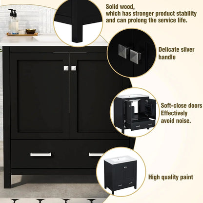Solid Wood Dual Basin Bathroom Vanity