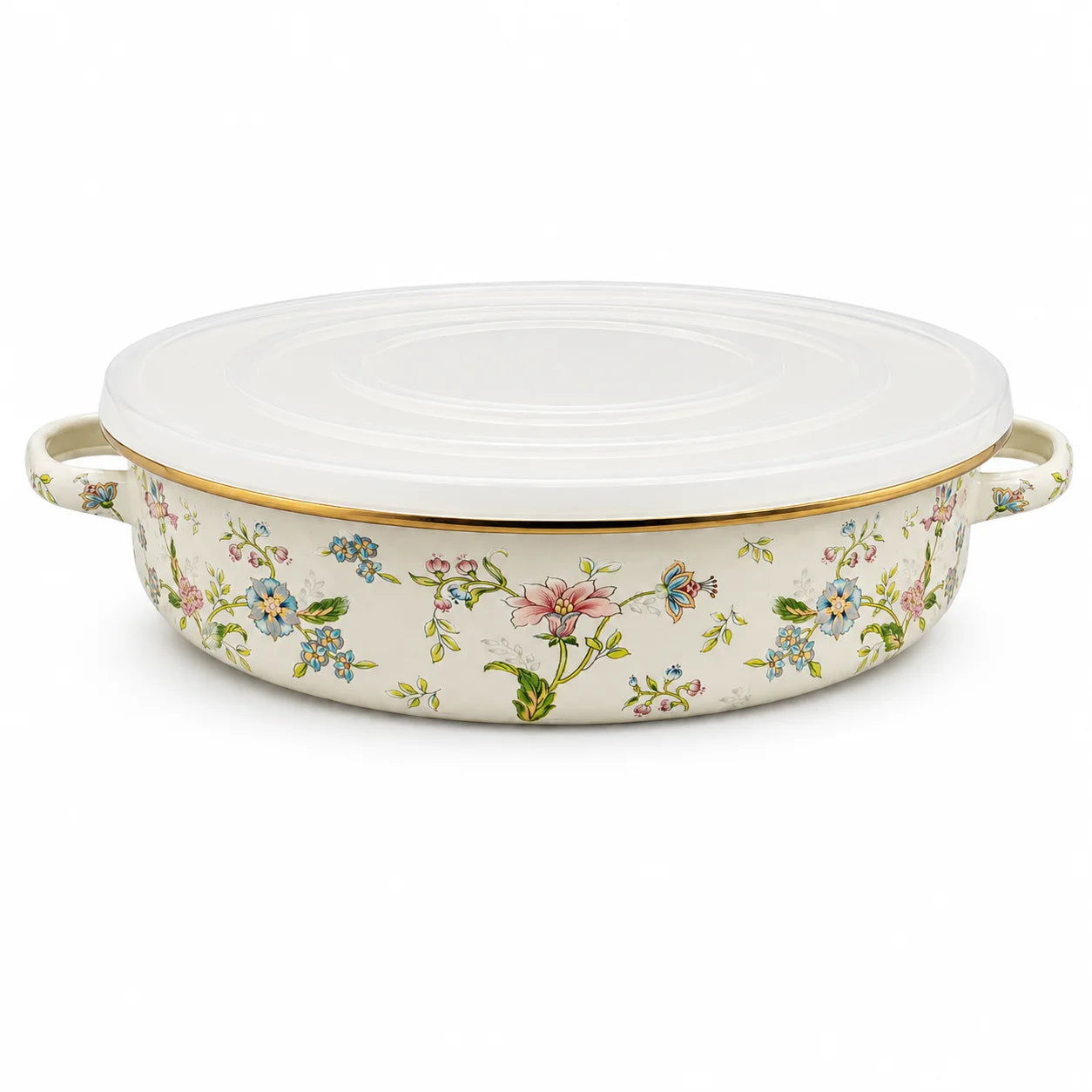 Vintage Floral Enamel Pie Pan