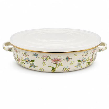 Vintage Floral Enamel Pie Pan