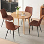 Small Round Oak Dining Table with 4 Velvet Chairs