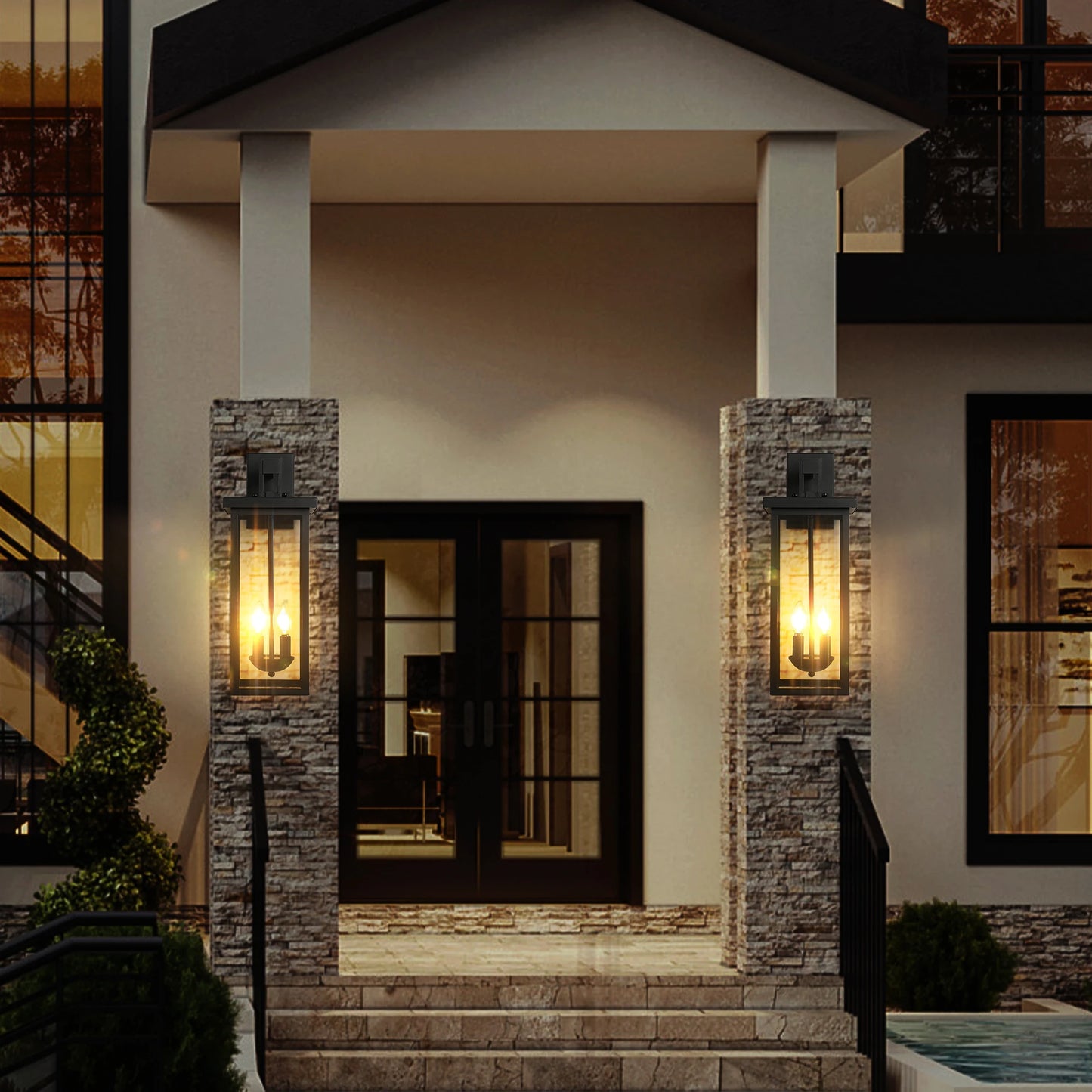 Weatherproof Exterior Wall Lantern with Dusk to Dawn Sensor