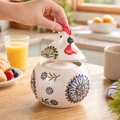 Ceramic Salt Cellar with Lid and Spoon