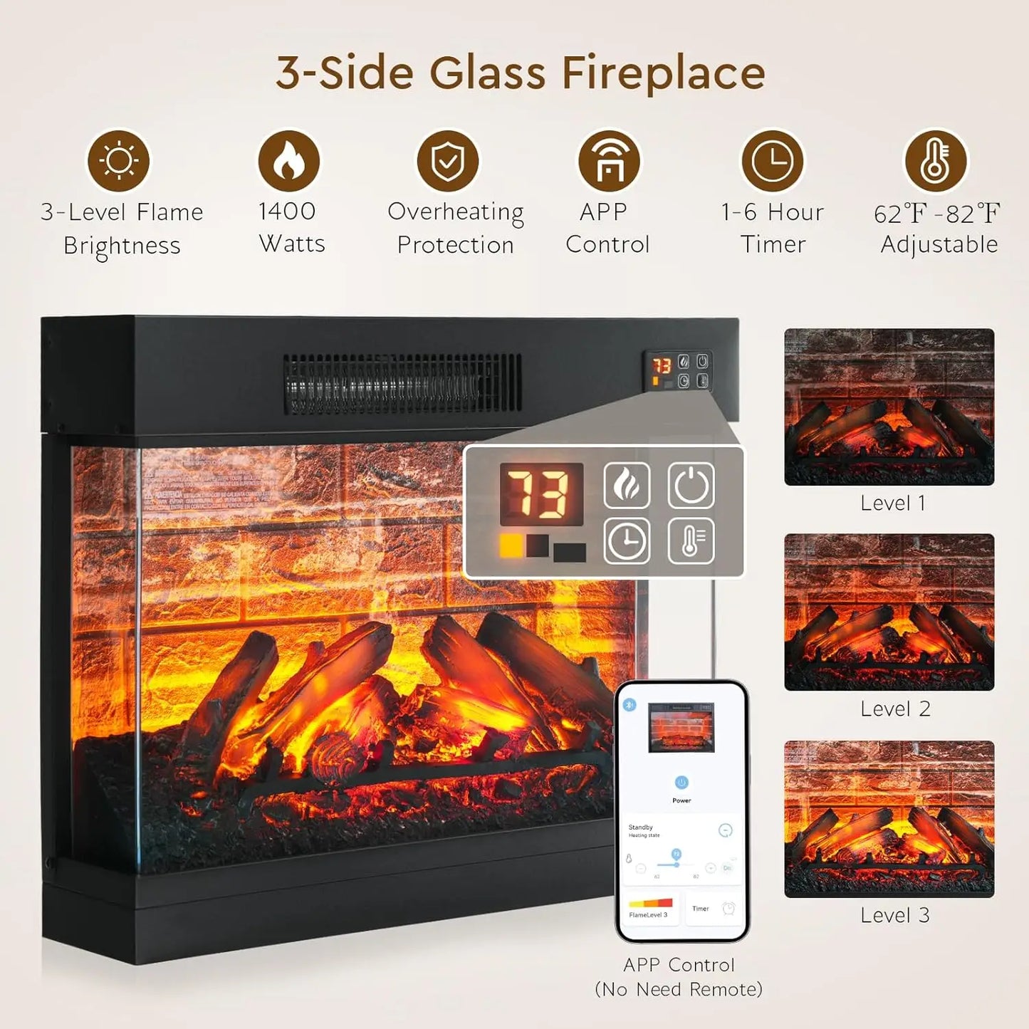 Gorgeous Electric Fireplace Mantel with Display Shelves