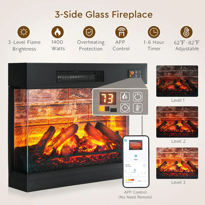 Gorgeous Electric Fireplace Mantel with Display Shelves