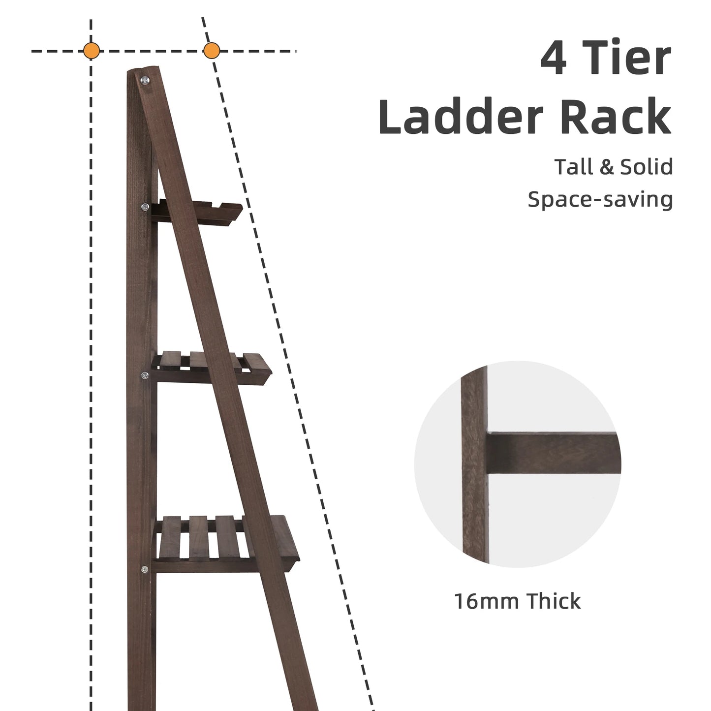 Folding 4-Tier Wooden Ladder Display Shelf