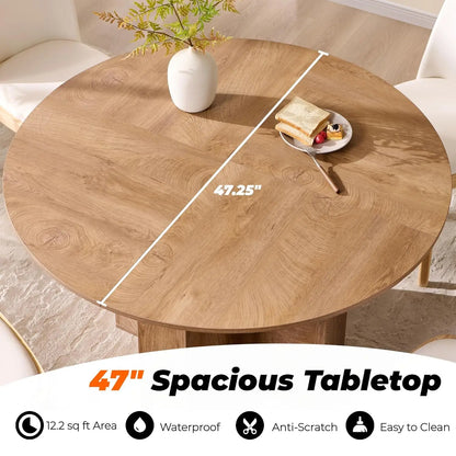 Luxury 47" Round Pedestal Dining Room Table