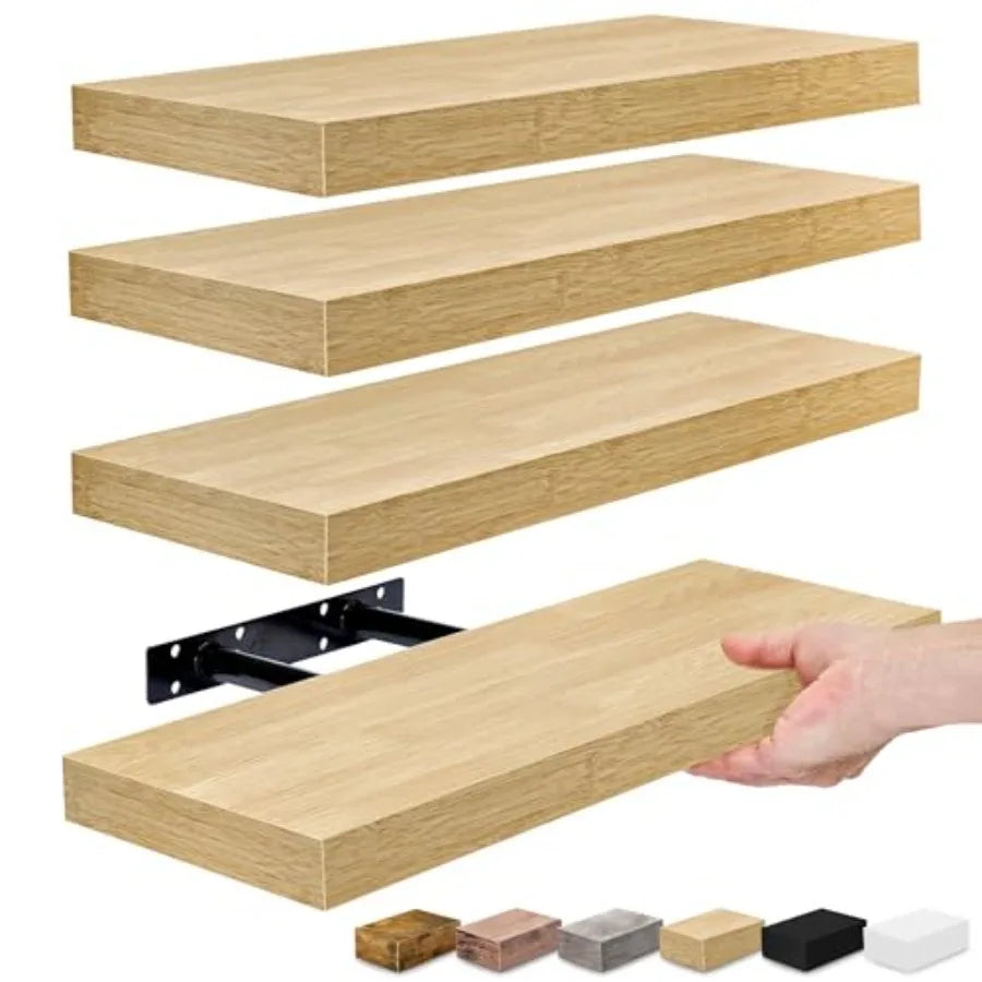 4-Pack Maple Wood Floating Shelf Set